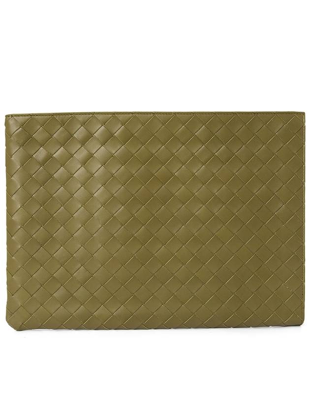 Bottega Veneta Intrecciato Half-Zip Clutch Bag Green