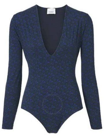Burberry Burberry TB Monogram Print Long Sleeve Bodysuit Size X Small