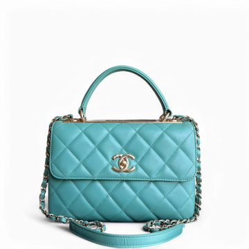 Chanel Trendy CC Small - Quilted Lambskin Cyan Blue Green Gold Hardware Series 20