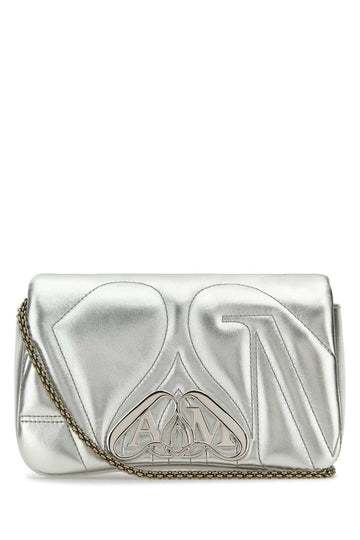 Alexander Mcqueen Women Silver Leather Mini Seal Clutch