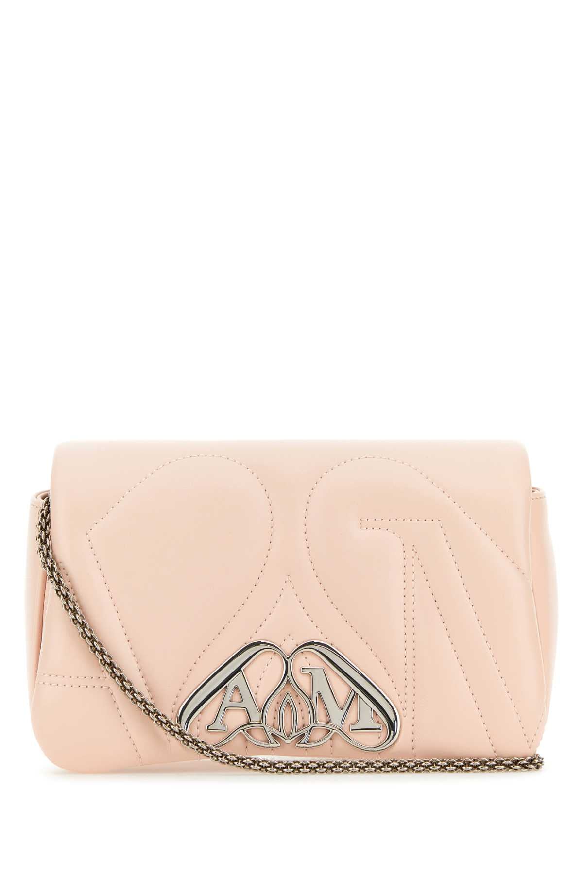 Alexander Mcqueen Women Pastel Pink Leather Mini Seal Clutch