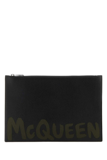 Alexander Mcqueen Men Black Leather Clutch