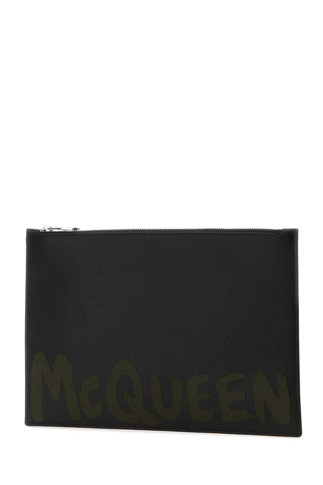 Alexander Mcqueen Men Black Leather Clutch