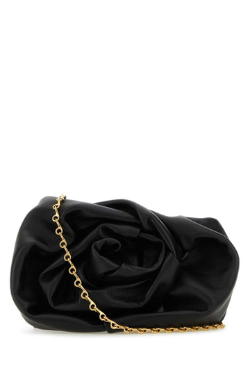 Burberry Women Black Nappa Leather Rose Clutch