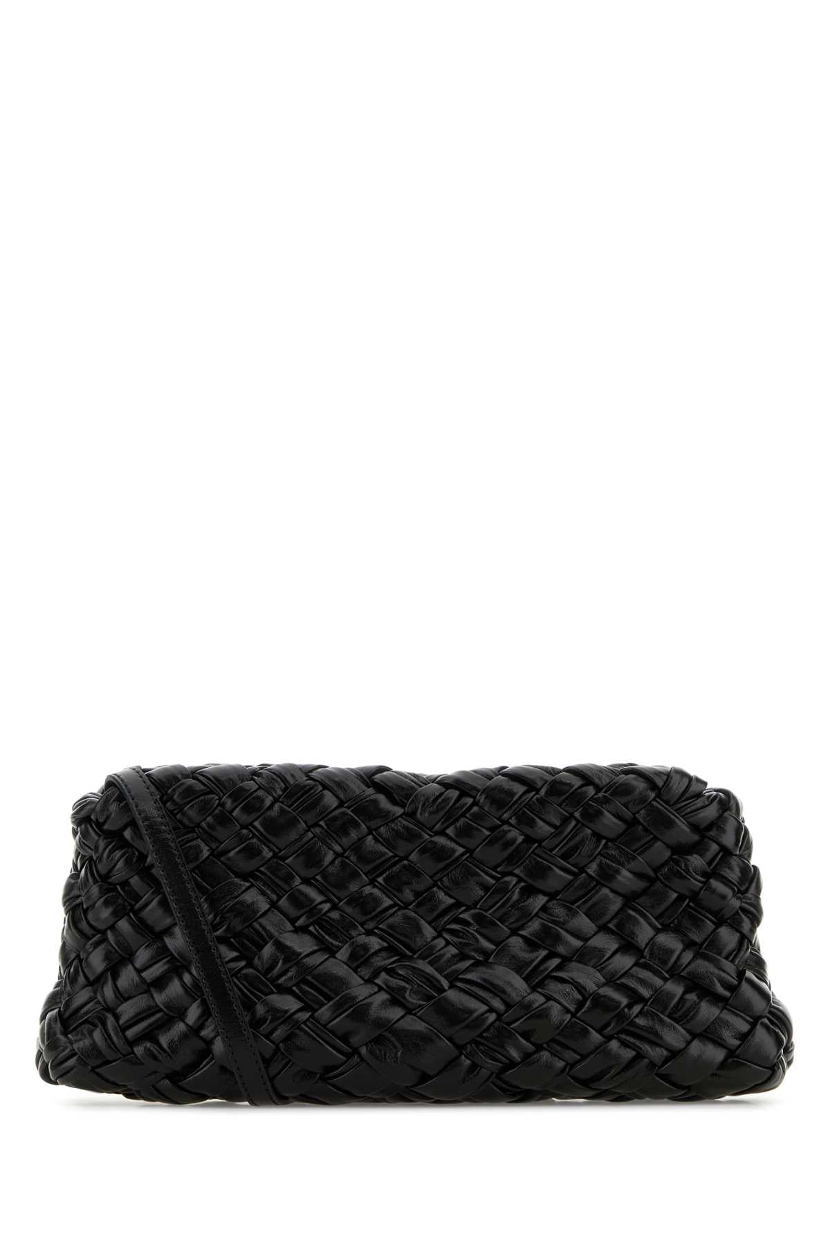 Bottega Veneta Women Black Leather Kalimero Cha-Cha Clutch
