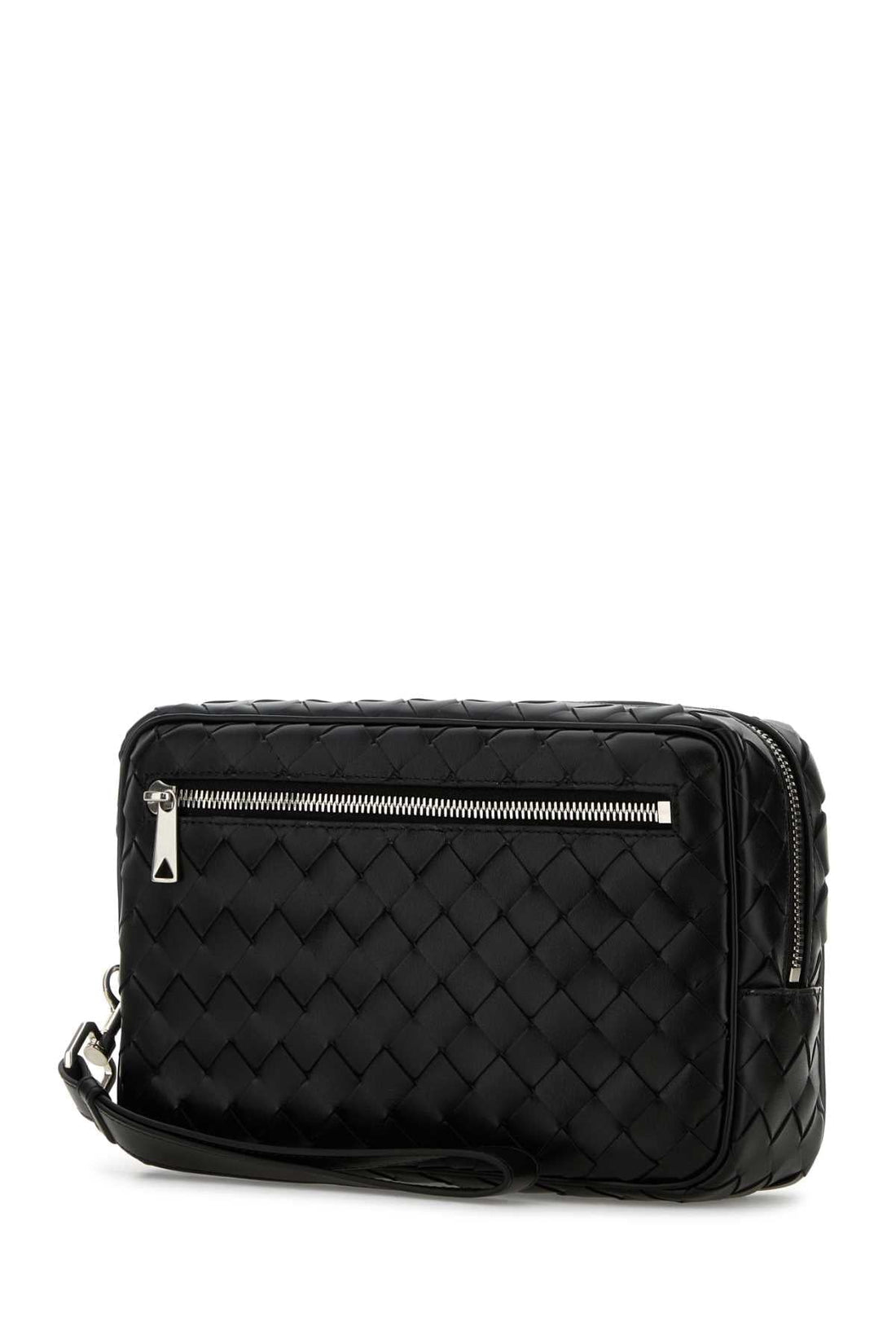 Bottega Veneta Men Black Leather Intrecciato Clutch