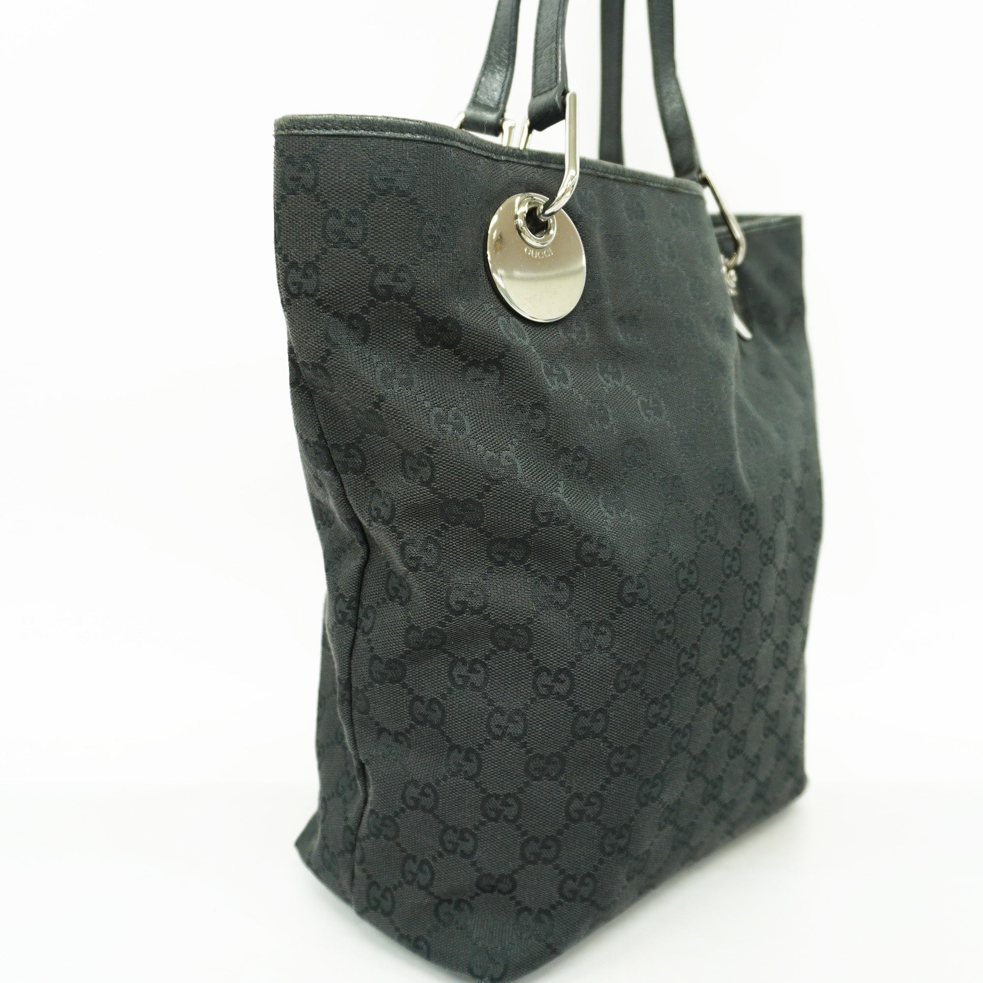 GUCCI  GG Canvas120836 Women's Leather Handbag,Tote Bag Black