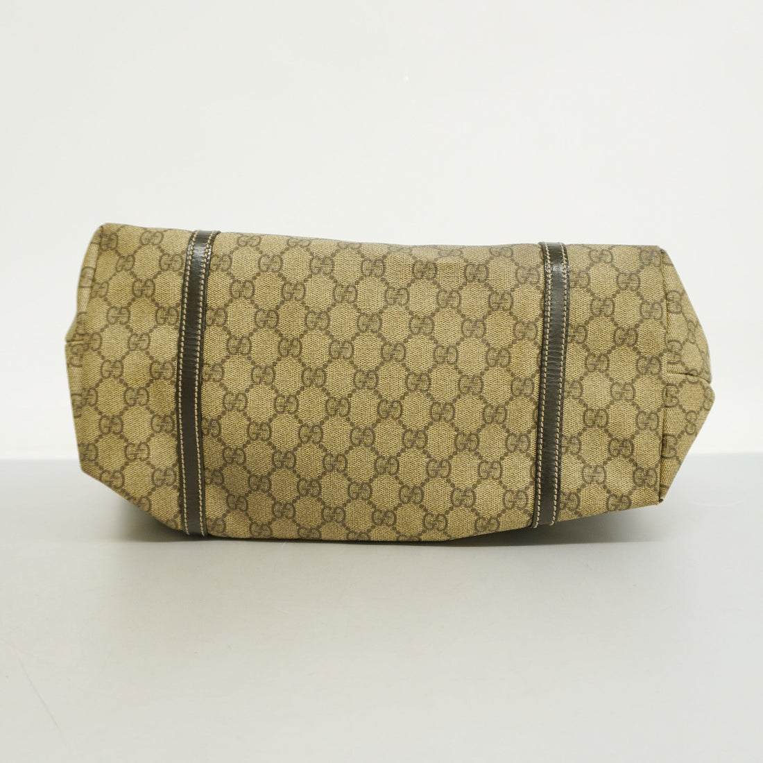 GUCCI  GG Supreme 197953 Women's Leather Tote Bag Beige,Dark Brown