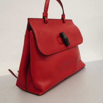 GUCCI  Bamboo 2way Bag 392013 Women's Leather Handbag,Shoulder Bag Red Color