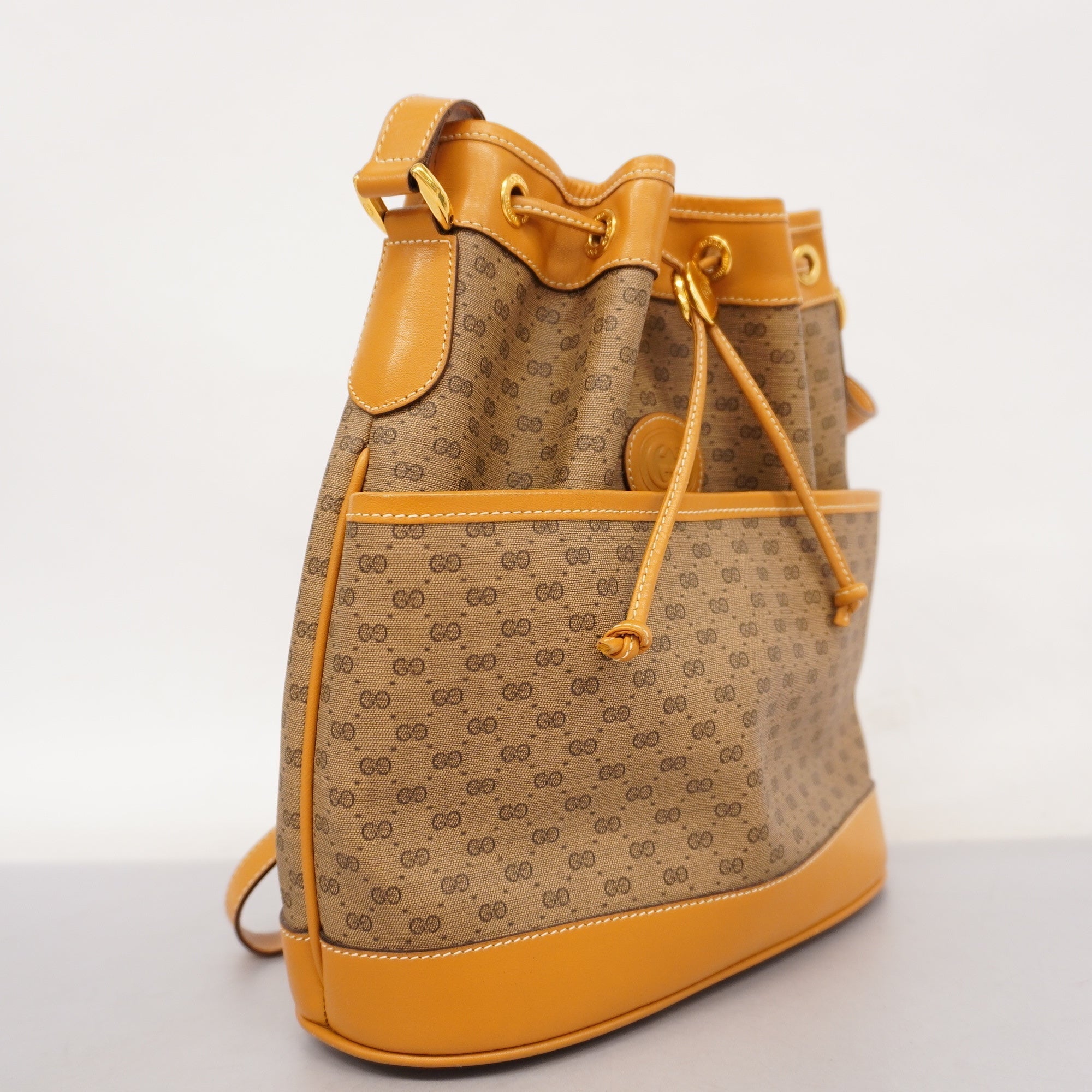 GUCCI  Micro GG 001 165 0937 Women's PVC,Leather Shoulder Bag Beige