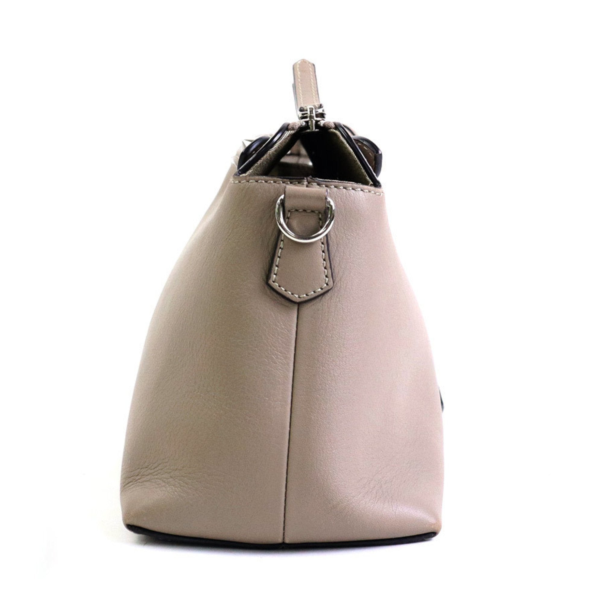 FENDI Handbag Shoulder Bag Visible Medium Leather Greige Women's 8BL146?1D5