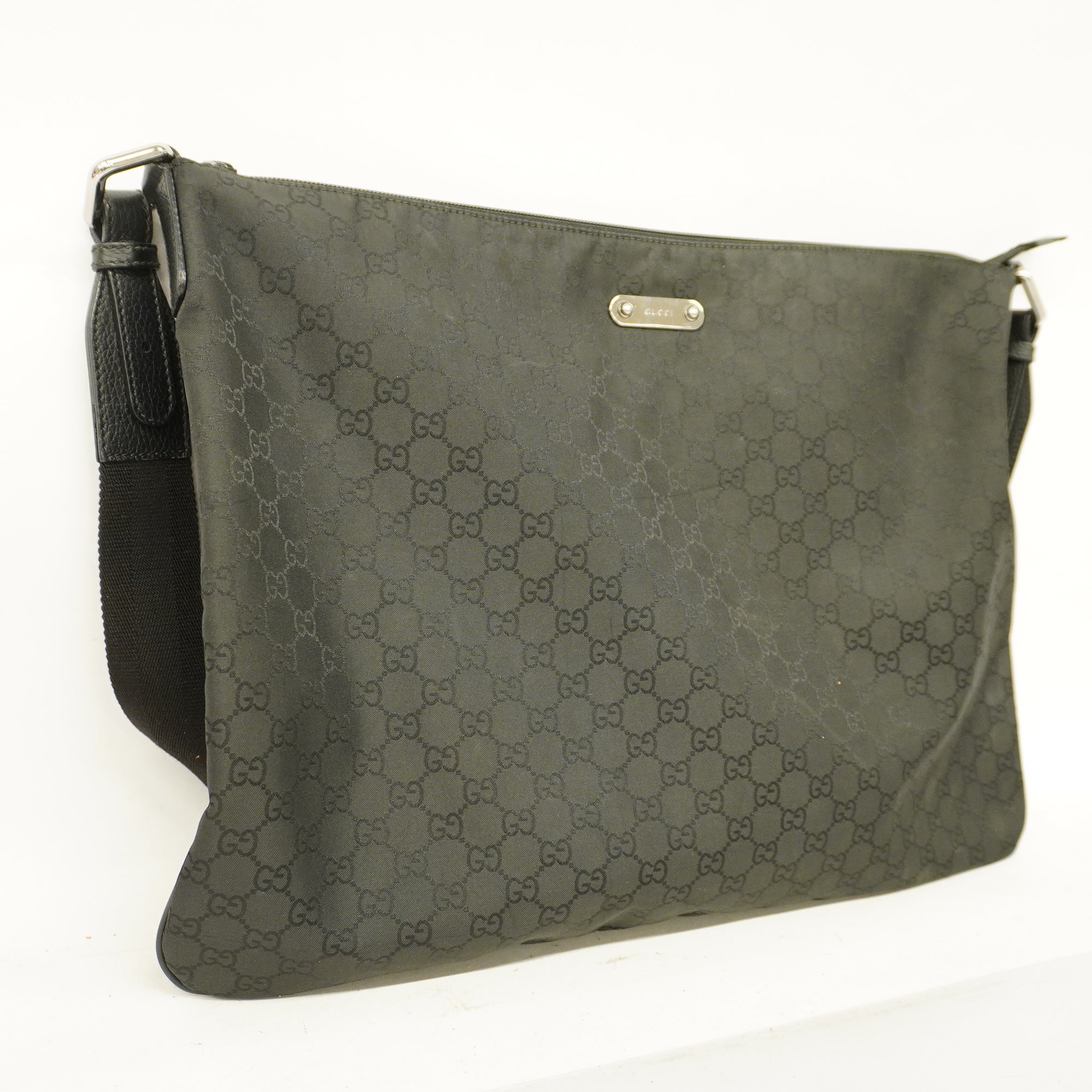 GUCCI  Shoulder Bag GG Nylon 190628 Women's Nylon,Leather Shoulder Bag Black