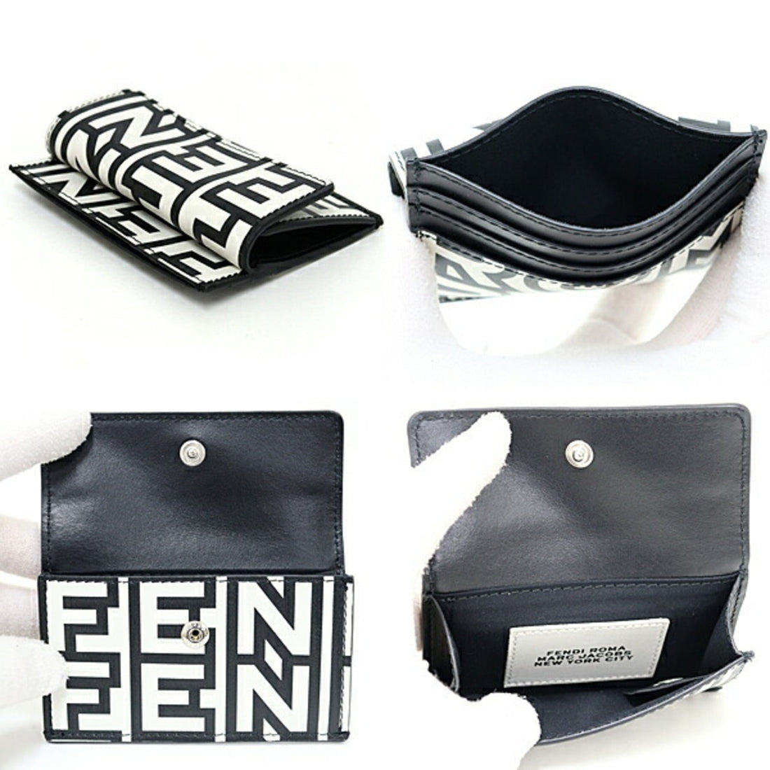 FENDI ROMA Card Case by MARC JACOBS Coin Business Holder Black White