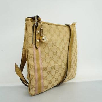 GUCCI  GG Canvas Shoulder Bag 144388 Women's Leather Beige,Gold