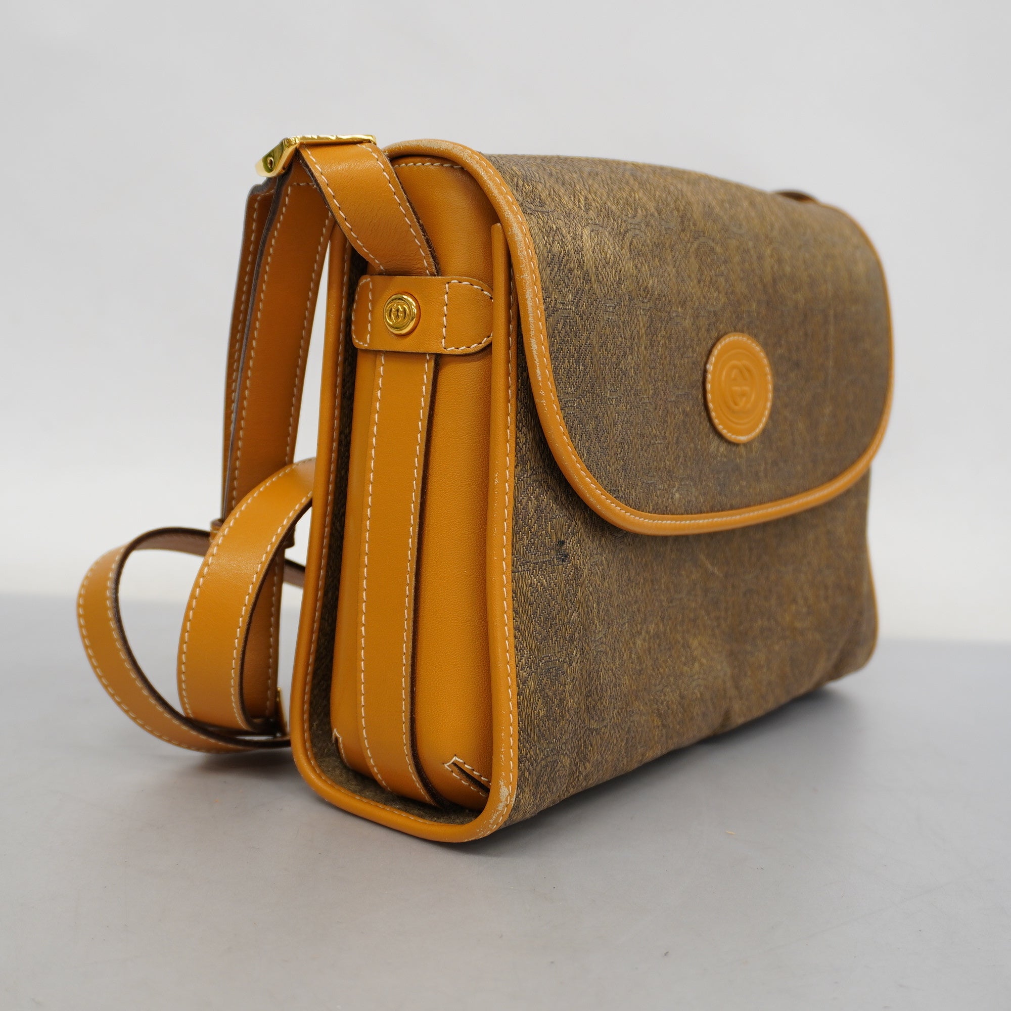 GUCCI  Old  001 14 0712 Women's Leather,PVC Shoulder Bag Beige