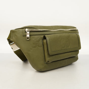 GUCCI  Jumbo GG 645093 Men's Leather Sling Bag Khaki