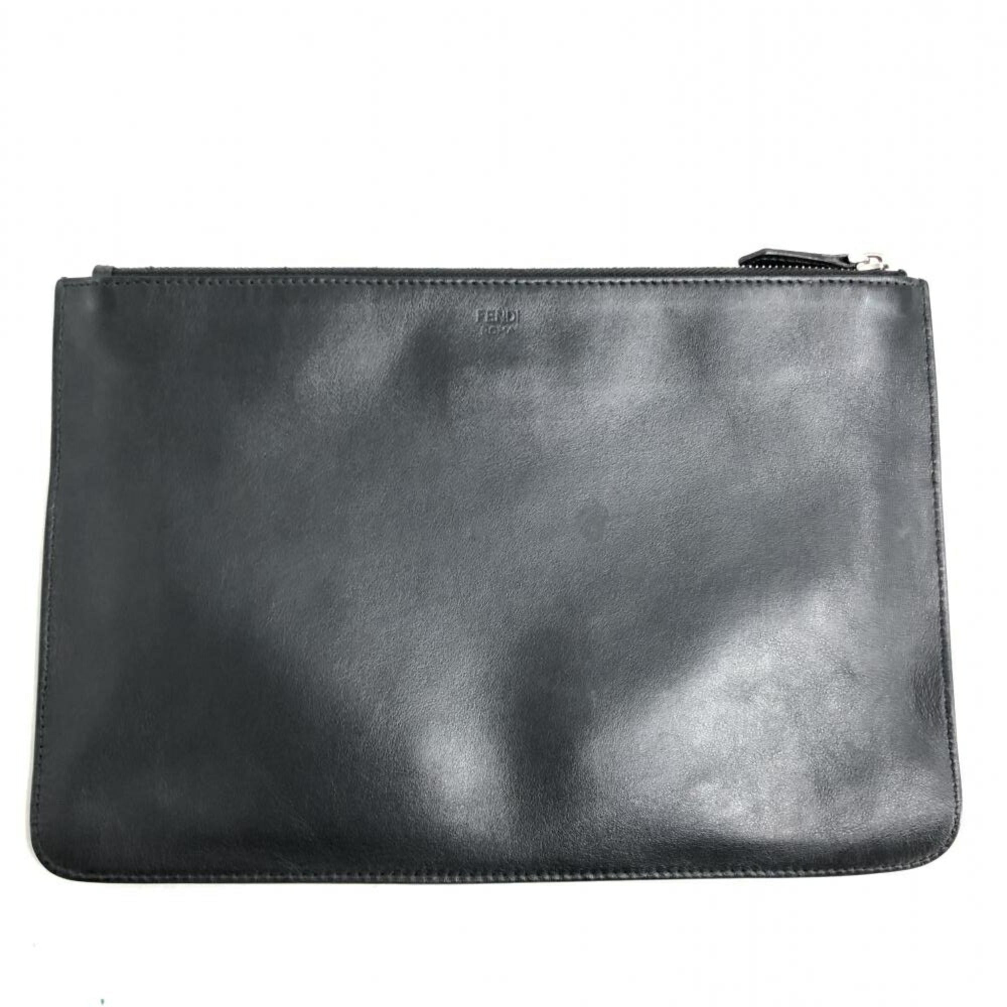FENDI Leather Monster Clutch Bag 7N0078-SQP Black