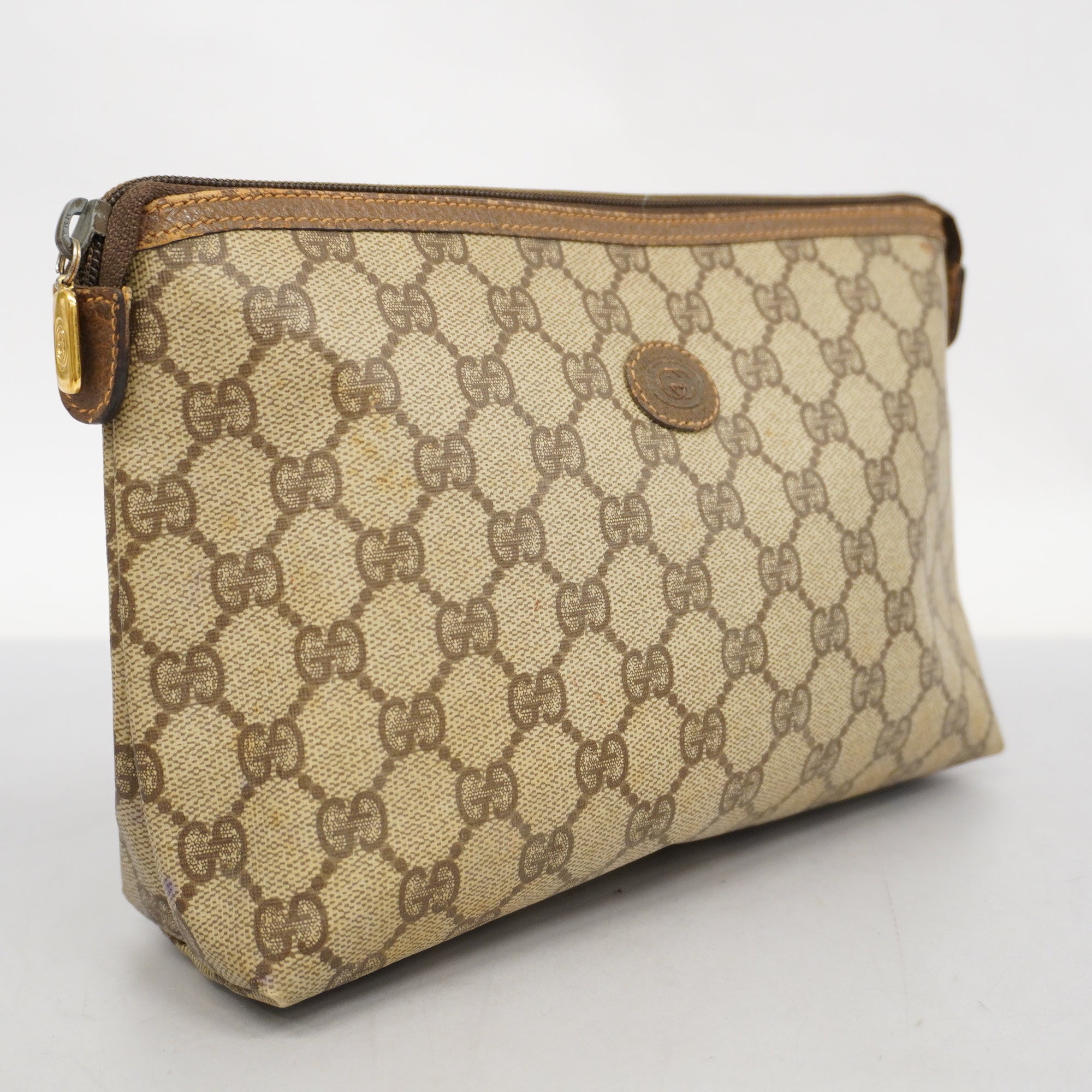 GUCCI  156 01 045 Women's GG Supreme Clutch Bag Beige