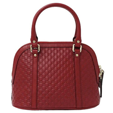 GUCCI Bag Women's Handbag Shoulder 2way Micro GG Shima Leather Red Crossbody