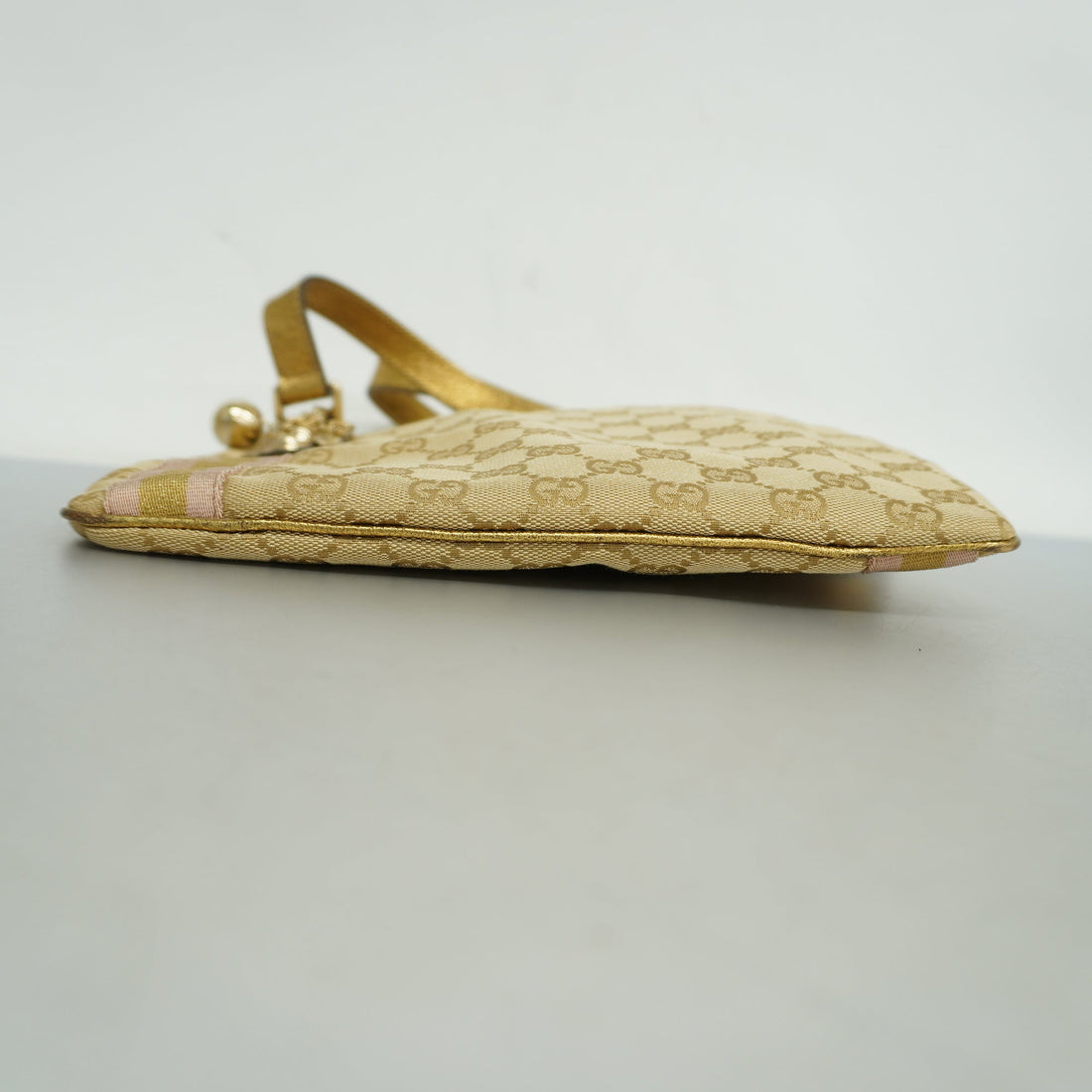 GUCCI  GG Canvas Shoulder Bag 144388 Women's Leather Beige,Gold