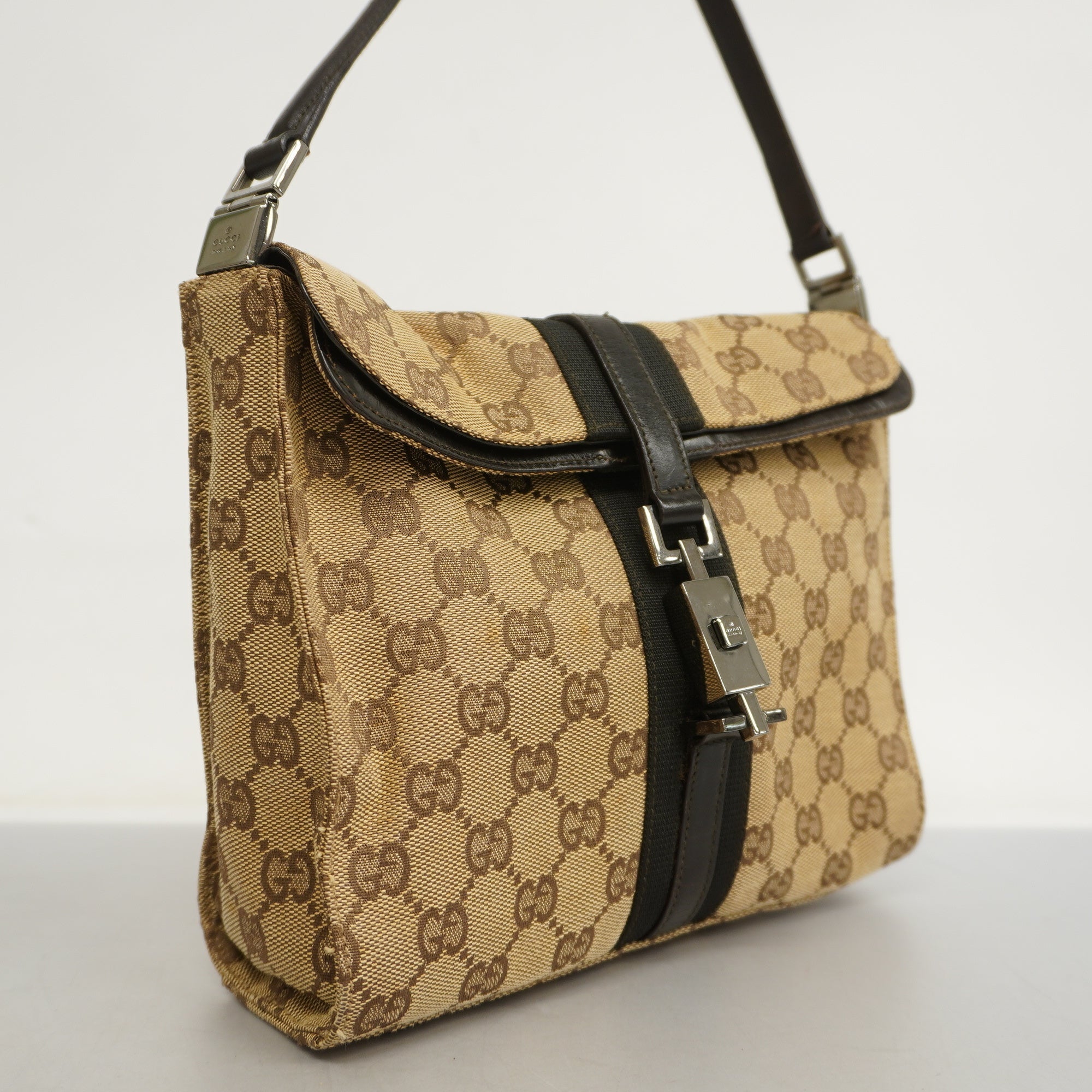 GUCCI  Jackie Shoulder Bag 001 3734 Women's GG Canvas Beige,Brown