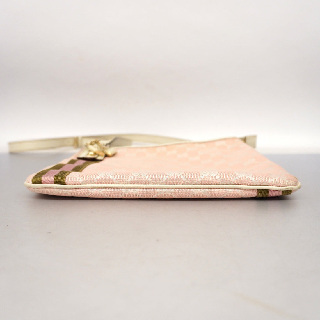 GUCCI  Sherry Line 144388 Women's GG Canvas,Leather Shoulder Bag Ivory,Pink