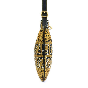 FENDI Shoulder Bag Zucca Leopard Canvas/Leather Beige Gold/Black Gold Ladies