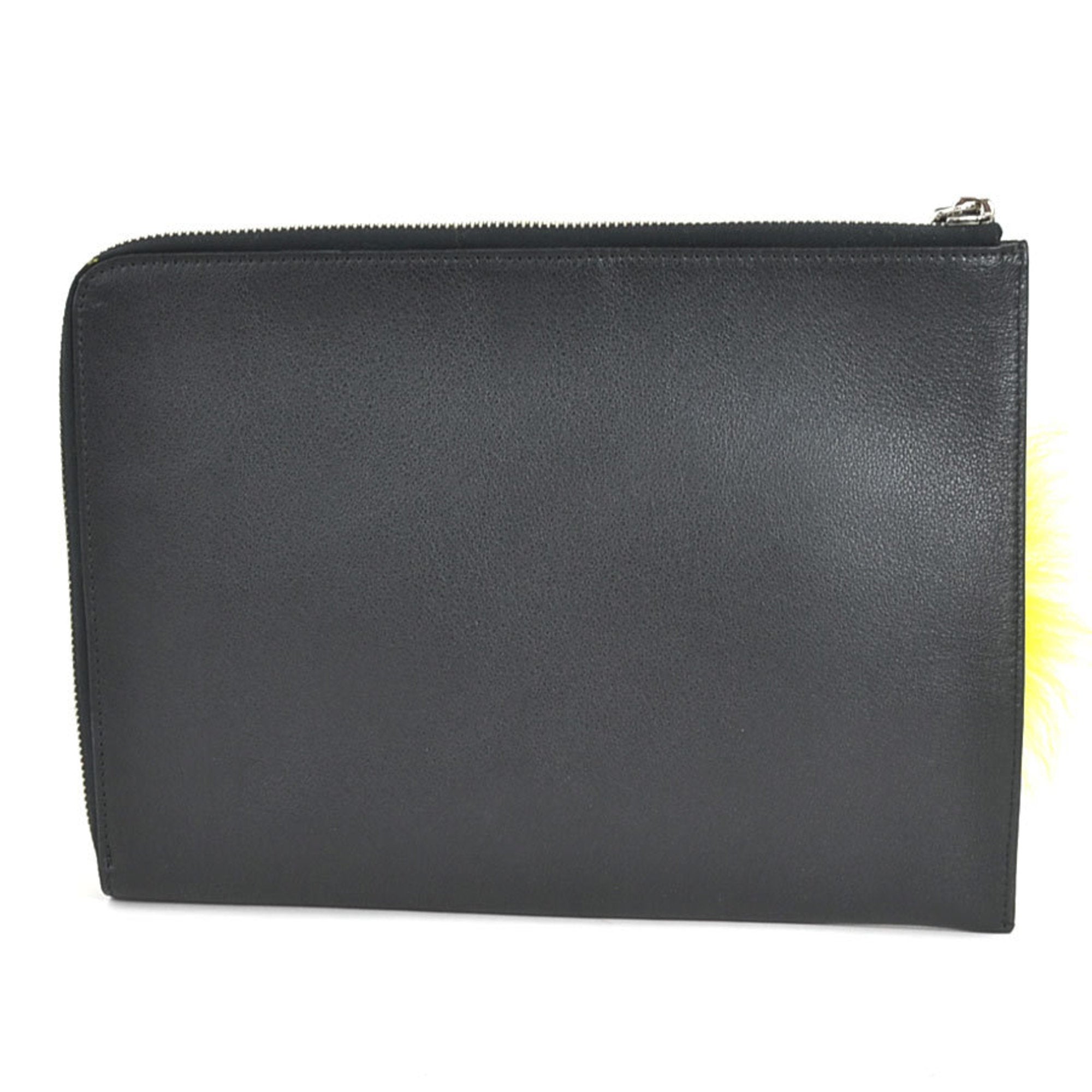 FENDI Clutch Bag Monster Leather/Fur Black/Multicolor Unisex e55994g