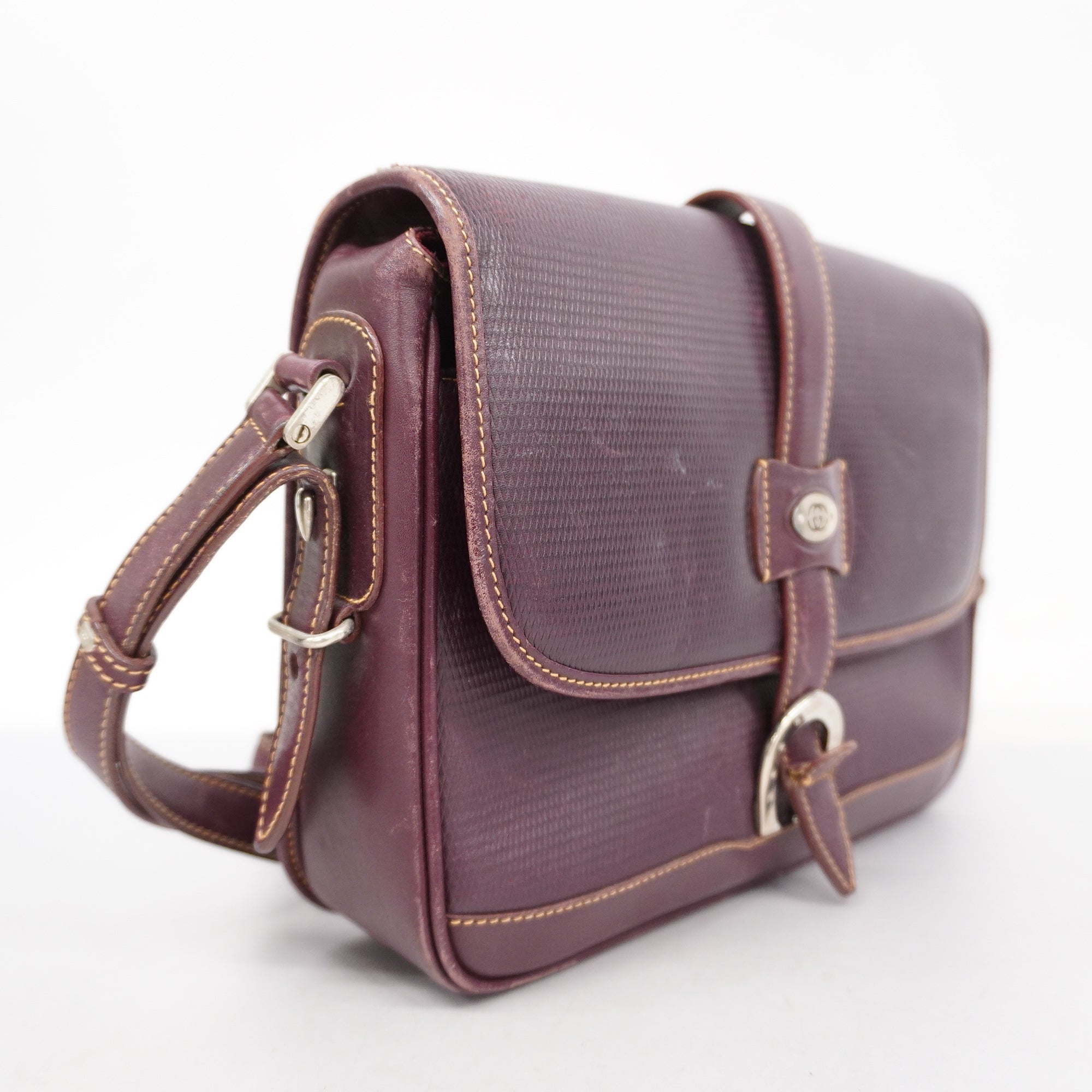 GUCCI  GG Canvas Shoulder Bag 001 106 0466 Women's Leather Bordeaux