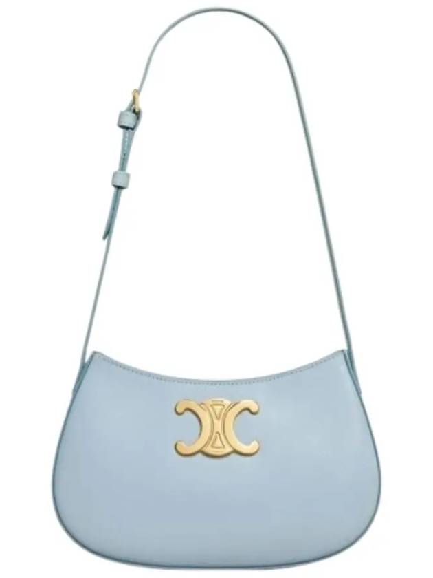 CELINE Tilly Medium Shiny Calfskin Shoulder Bag Light Blue