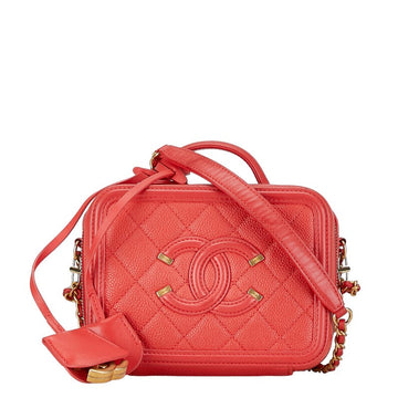 Chanel Leather Coco Mark CC Filigree Chain Shoulder Bag