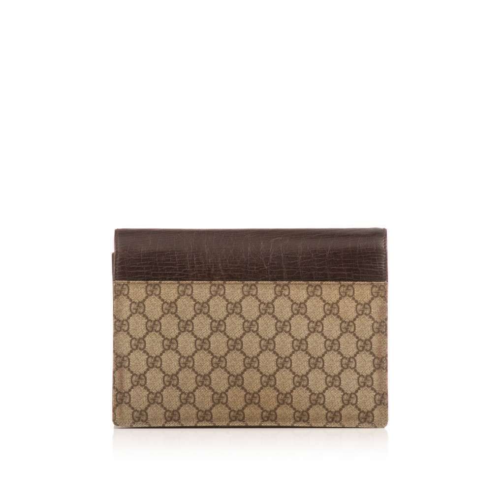 GUCCI Brown GG Supreme Canvas Clutch