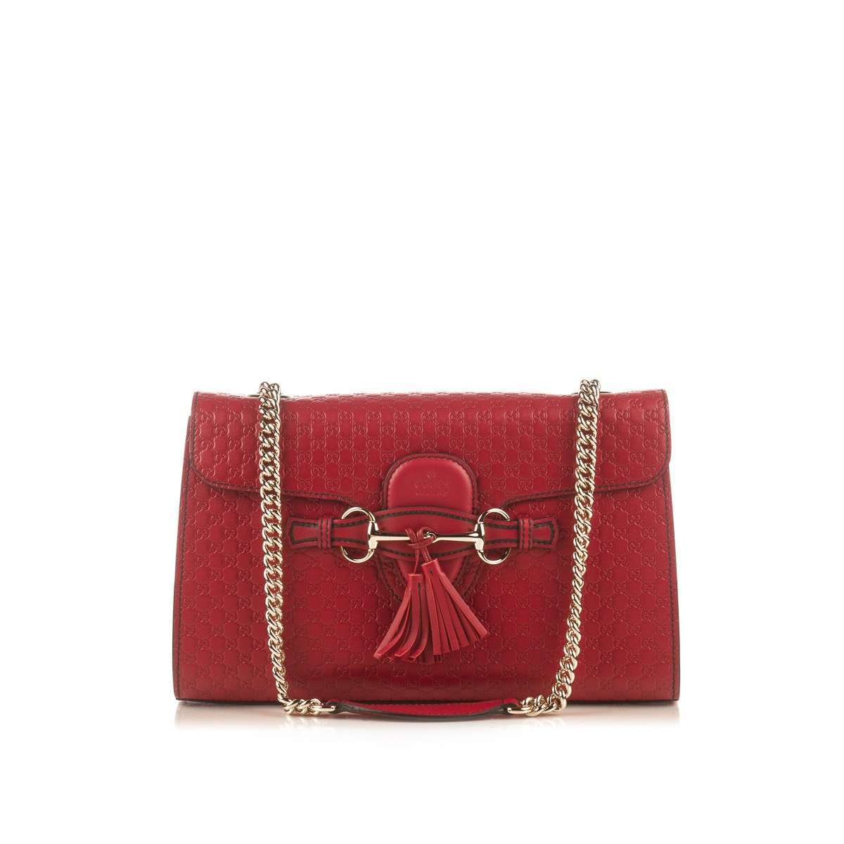 GUCCI Red Emily Guccissima Large Chain Shoulder Bag