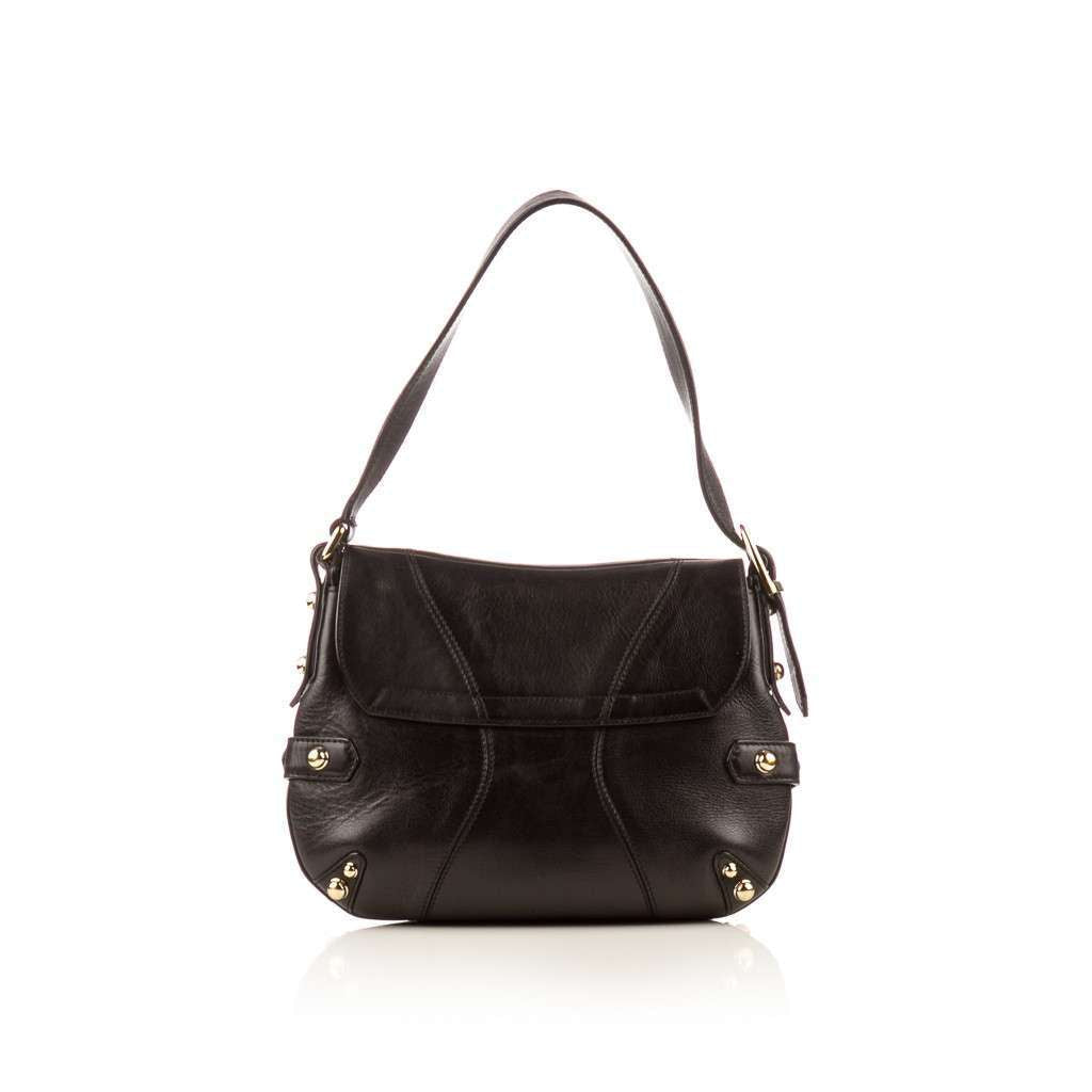 GUCCI  Black Leather Horsebit Flap Shoulder Bag