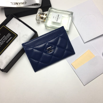 CHANEL CARD HOLDER 11.2 NAVY CALFSKIN SILVER ICON