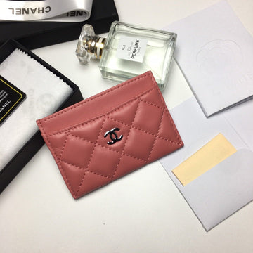 CHANEL CARD HOLDER 11.2 CORAL CALFSKIN SILVER ICON