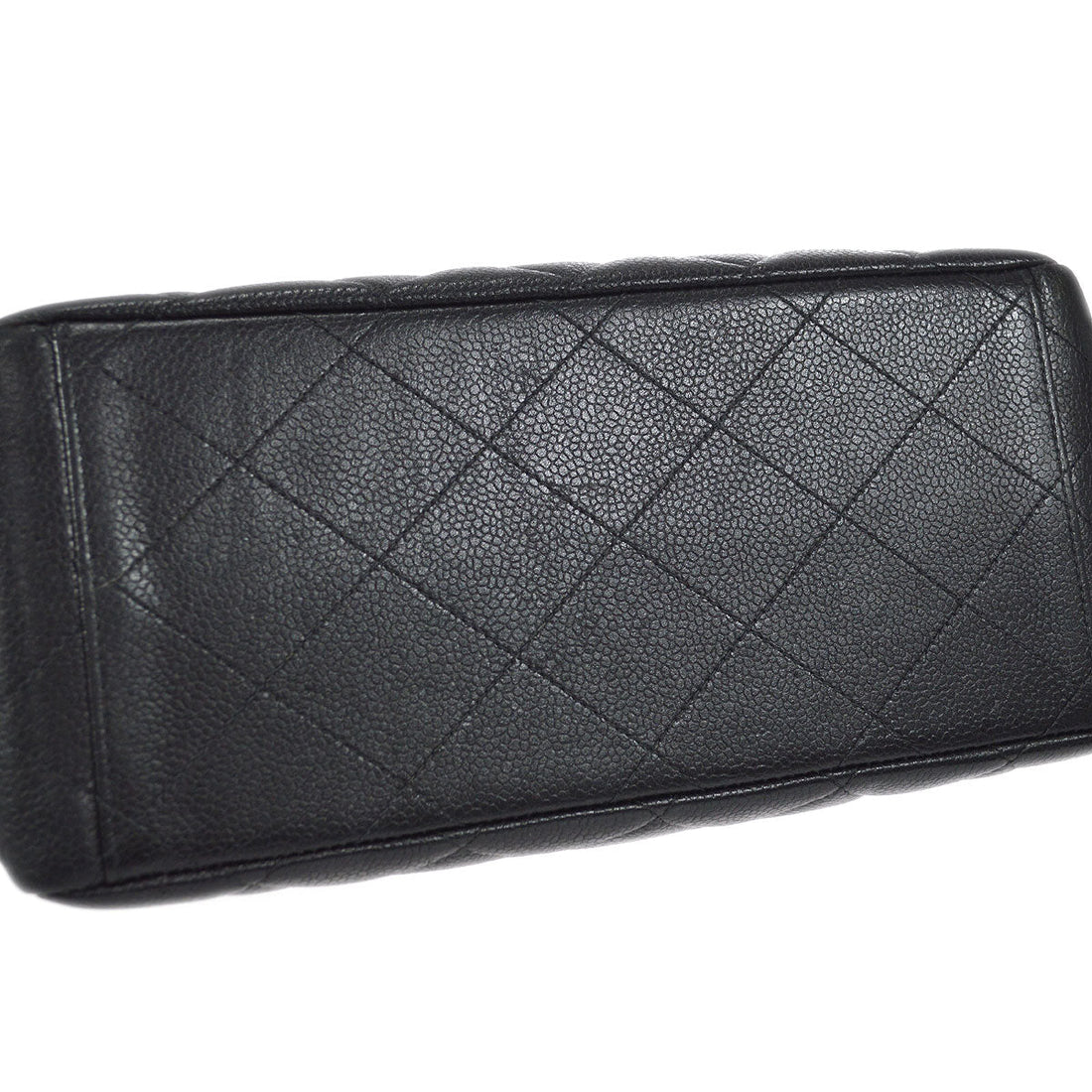 CHANEL 1996-1997 Double Side Classic Flap Shoulder Bag Medium Black Caviar