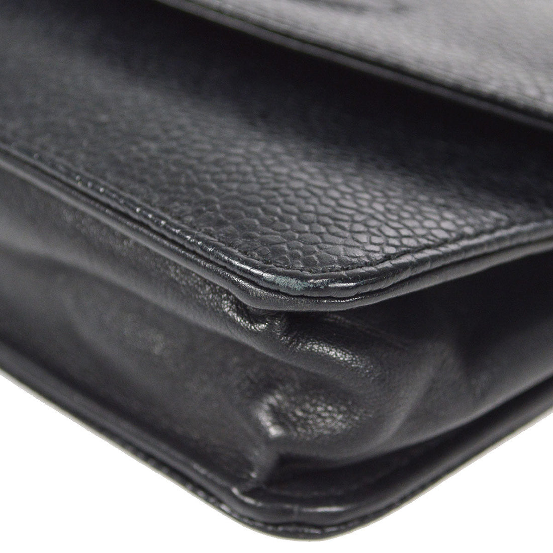 CHANEL WOC Chain Shoulder Wallet Bag Black Caviar