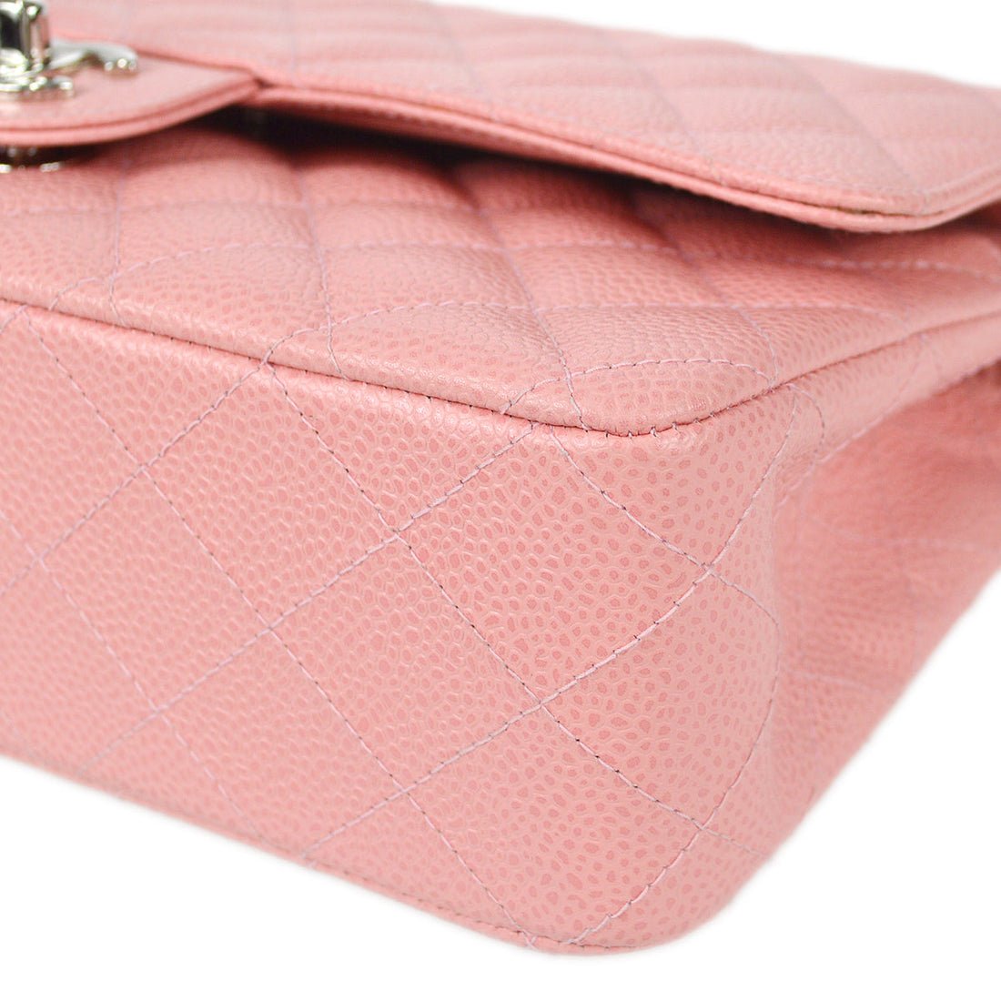 CHANEL Classic Double Flap Medium Shoulder Bag Pink Caviar 78592
