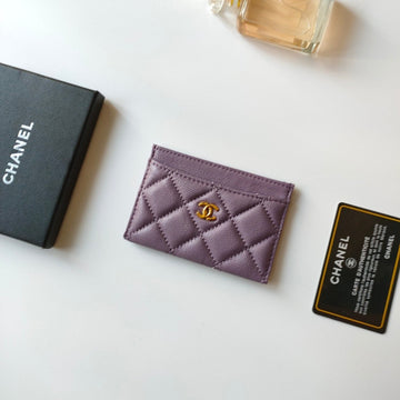 CHANEL CARD HOLDER 11.2 MAUVE GRAINED CALFSKIN GOLD ICON