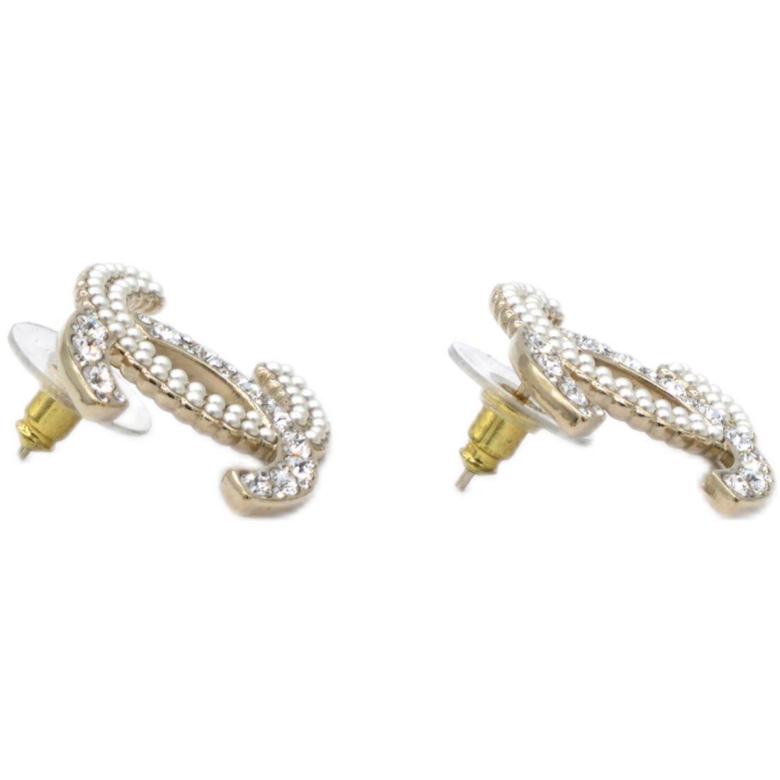 Chanel Pearl & Crystal CC Logo Earring