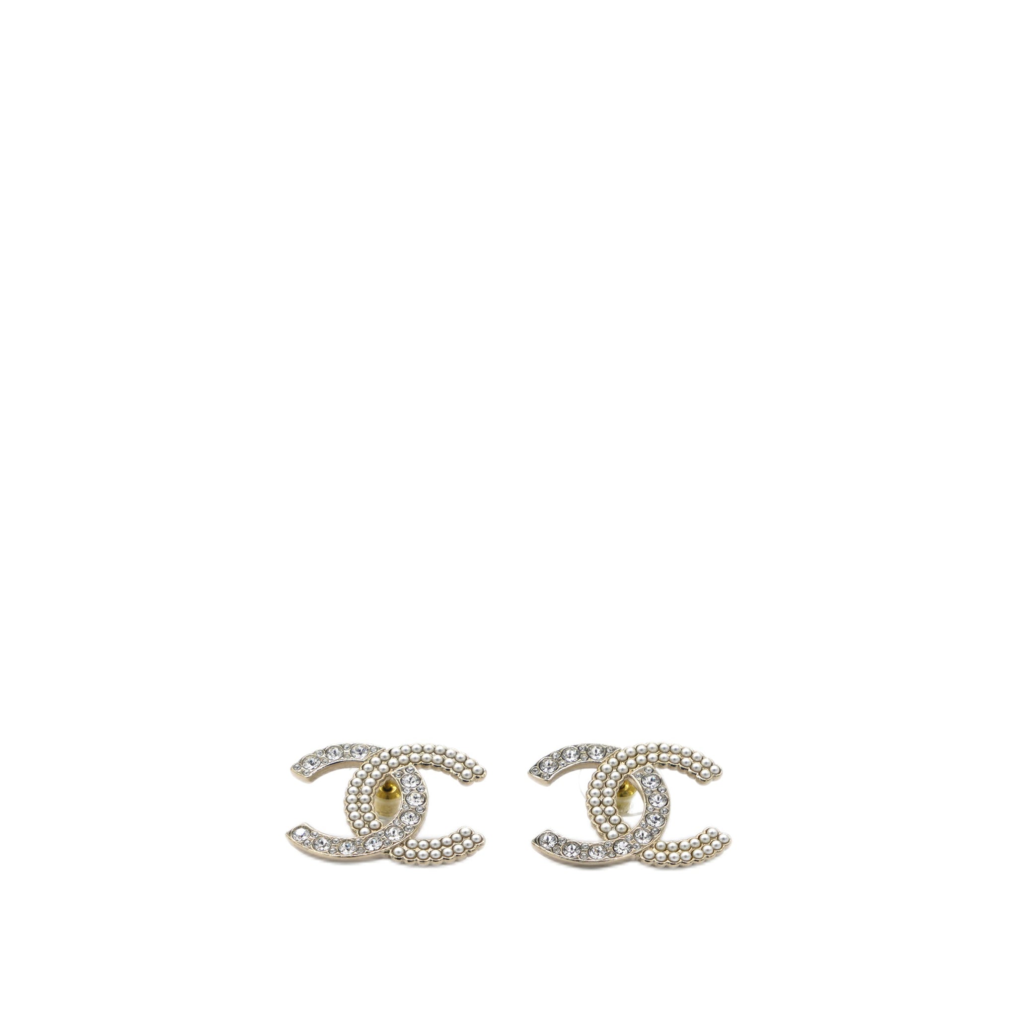Chanel Pearl & Crystal CC Logo Earring