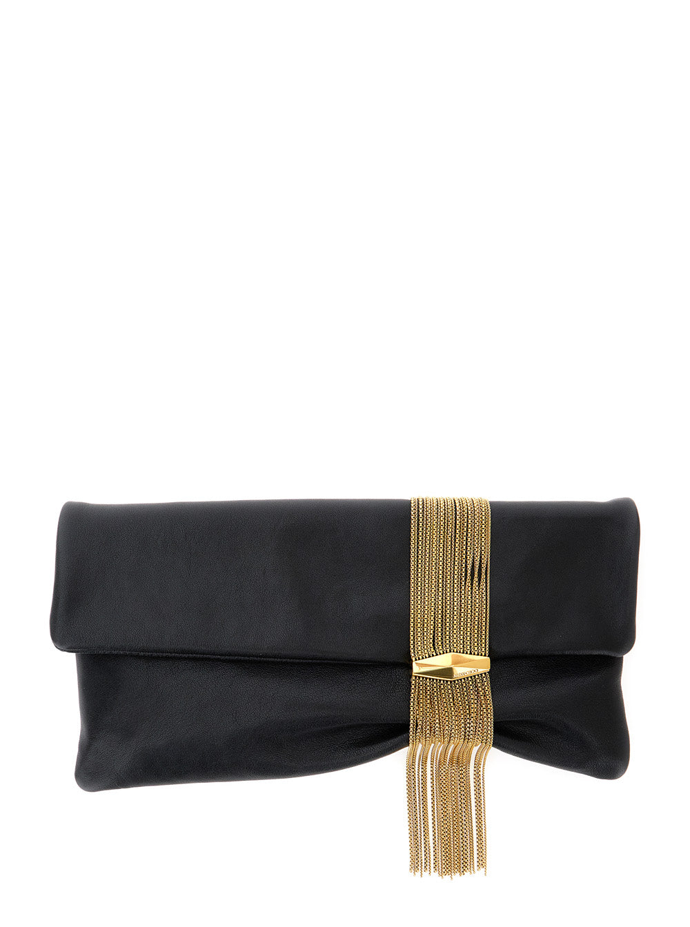Jimmy Choo Women 'Zandra' Black Clutch With Pendant Crystals In Leather Woman