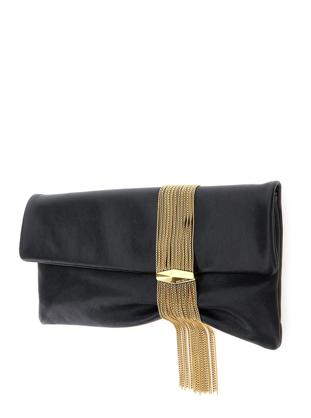 Jimmy Choo Women 'Zandra' Black Clutch With Pendant Crystals In Leather Woman