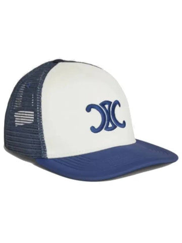 CELINE Triomphe Scuba Mesh Ball Cap White Navy