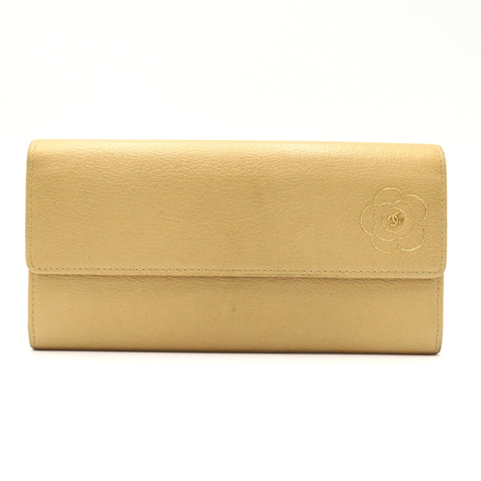 Chanel Camellia Flap Long Wallet Leather Long Wallet in New Condition