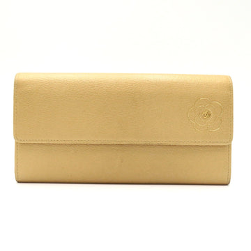 Chanel Camellia Flap Long Wallet Leather Long Wallet in New Condition