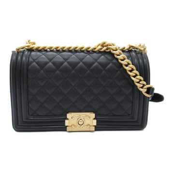 Chanel Boy Caviar Chain Shoulder Bag Black