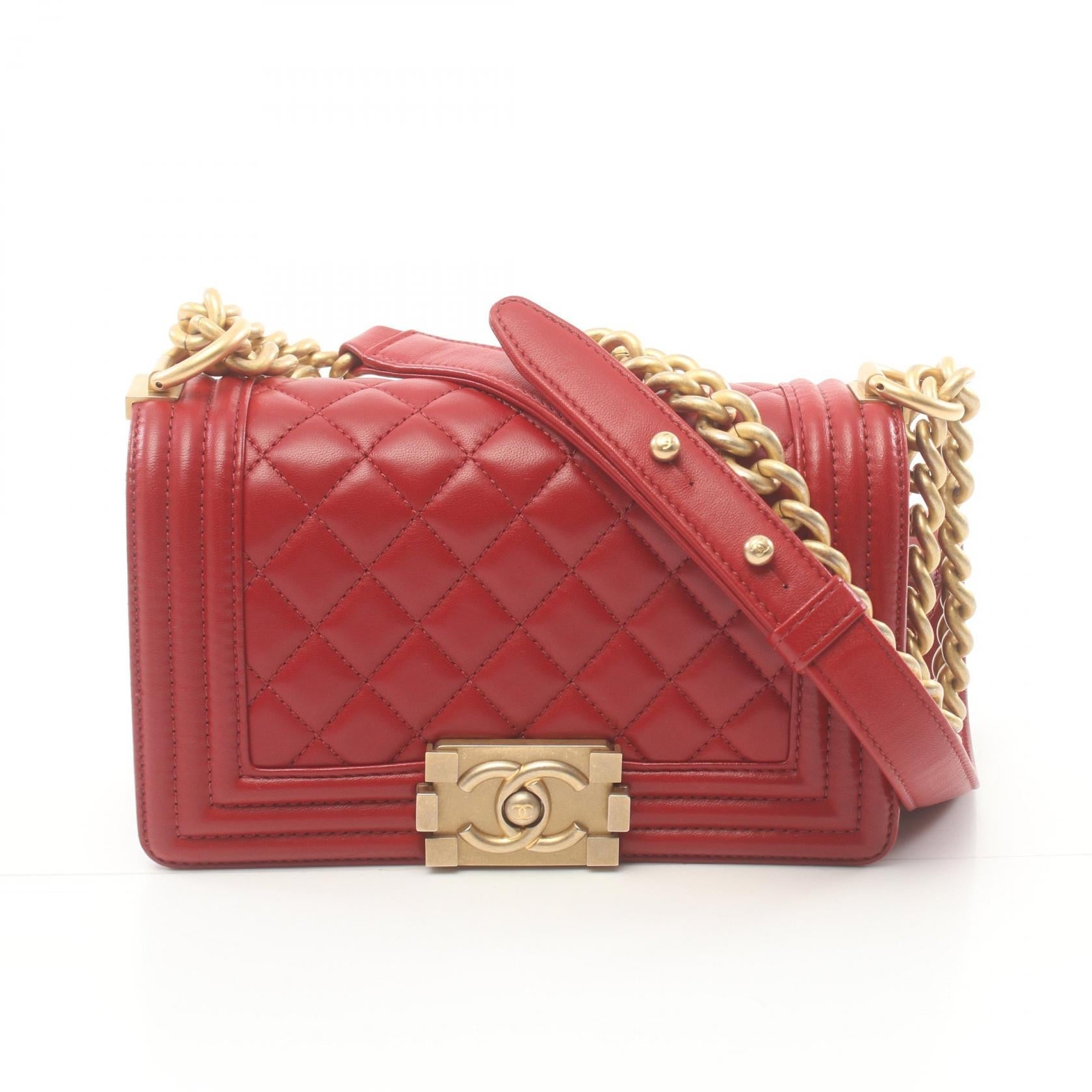 Chanel Boy Shoulder Bag Red Lambskin