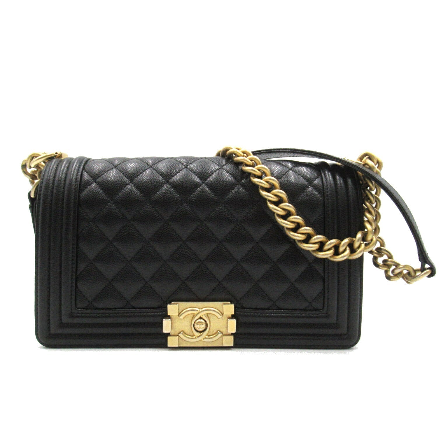 Chanel Boy Chain Shoulder Bag Black Caviar
